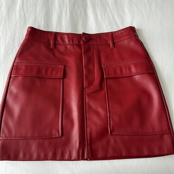 Zara Skirts Zara Red Leather Skirt Poshmark